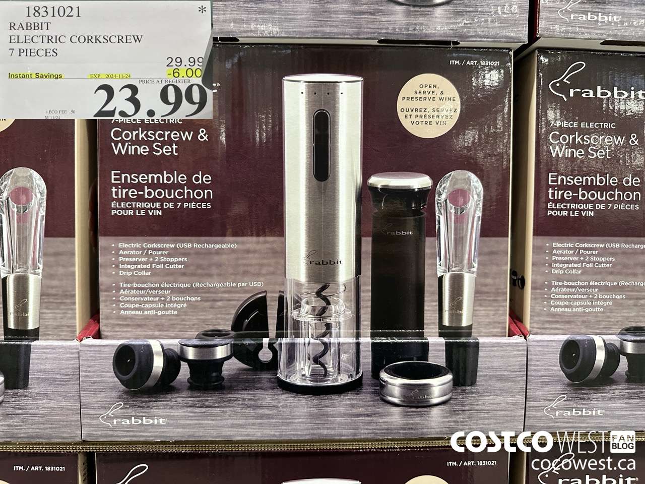 1831021 RABBIT ELECTRIC CORCKSCREW 7 PIECES ($6.00 INSTANT SAVINGS EXPIRES ON 2024-11-24) $23.99