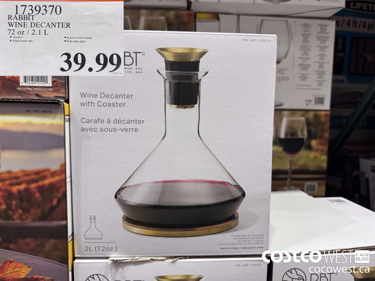 1739370 RABBIT WINE DECANTER 2.1L / 72 OZ $39.99