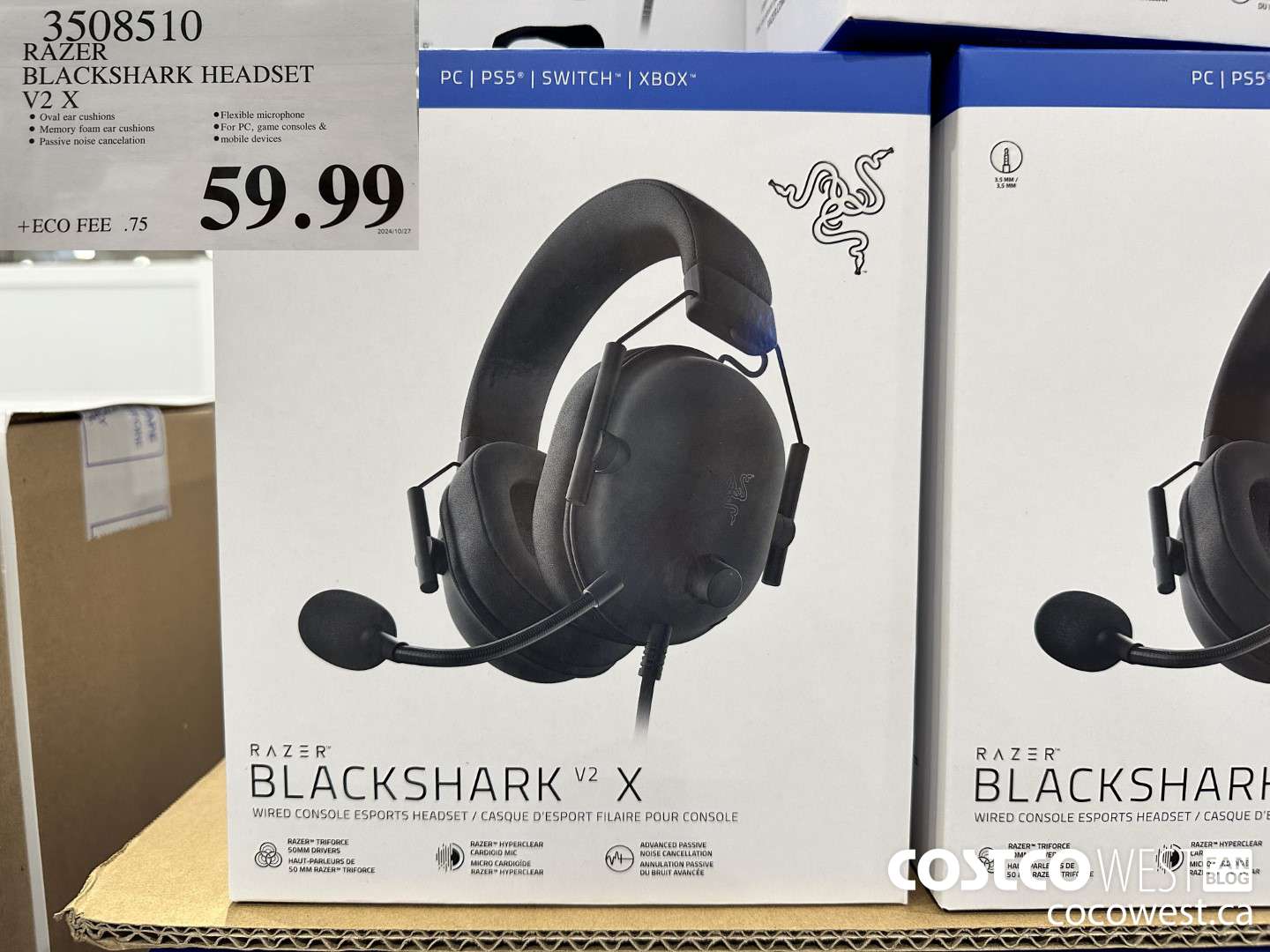 3508510 RAZER BLACKSHARK HEADSET V2 X $59.99