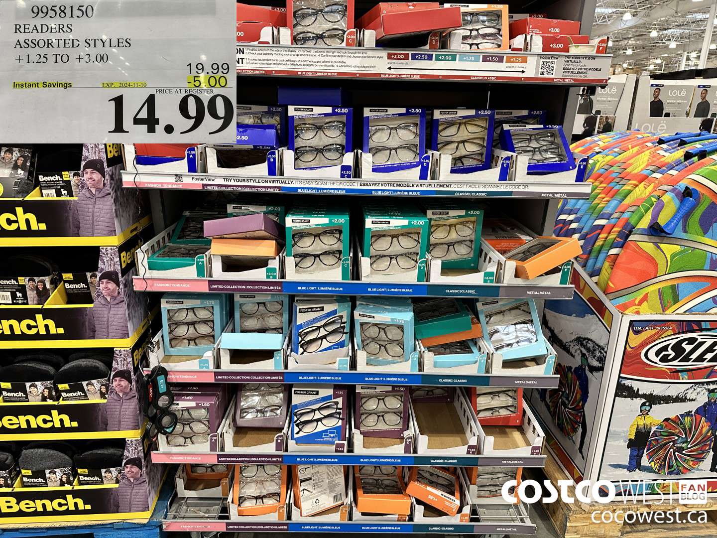 9958150 READERS ASSORTED STYLES +1.25 TO +3.00 ($5.00 INSTANT SAVINGS EXPIRES ON 2024-11-10) $14.99