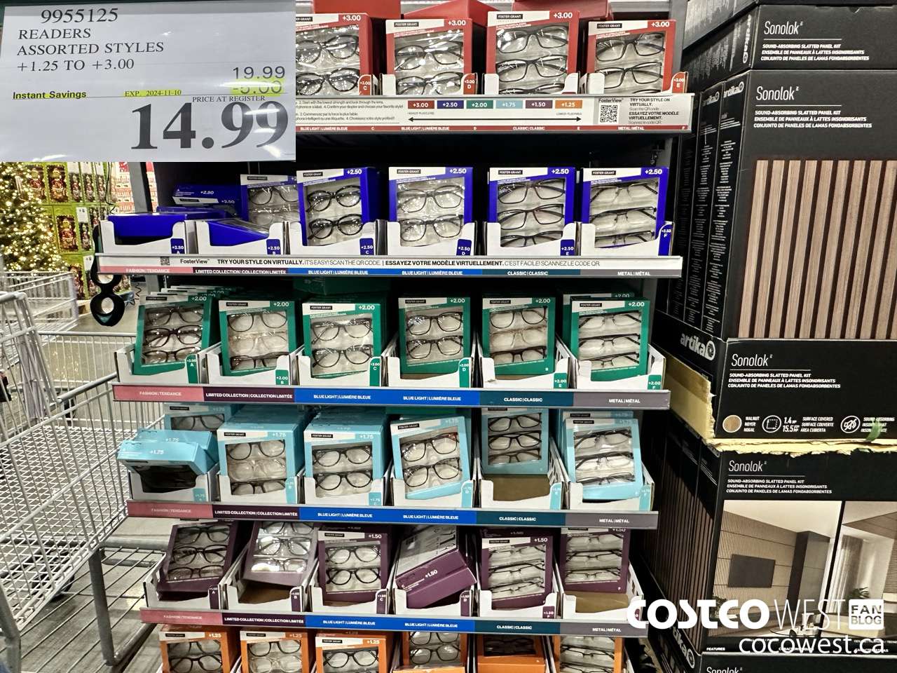 9955125 READERS ASSORTED STYLES +1.25 TO +3.00 ($5.00 INSTANT SAVINGS EXPIRES ON 2024-11-10) $14.99