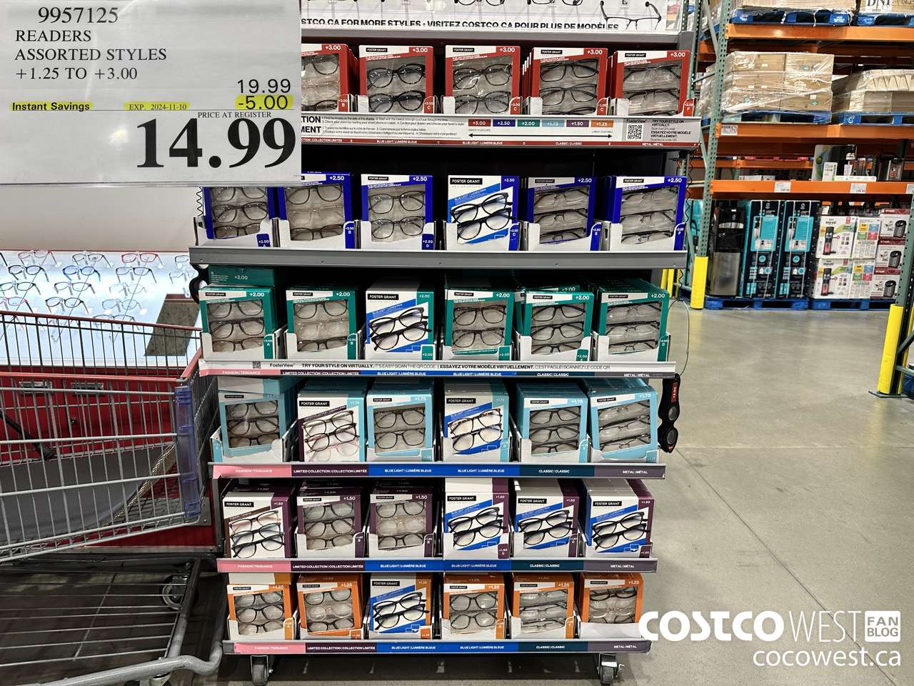 9957125 READERS ASSORTED STYLES +1.25 TO +3.00 ($5.00 INSTANT SAVINGS EXPIRES ON 2024-11-10) $14.99