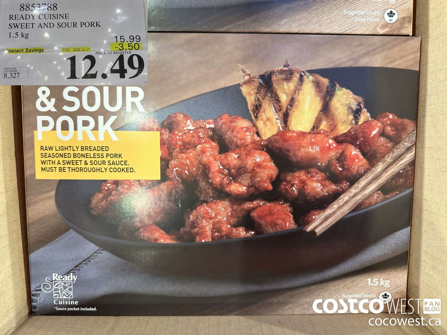8853788 READY CUISINE SWEET AND SOUR PORK 1.5 kg  ($3.50 INSTANT SAVINGS EXPIRES ON 2024-11-17) $12.49