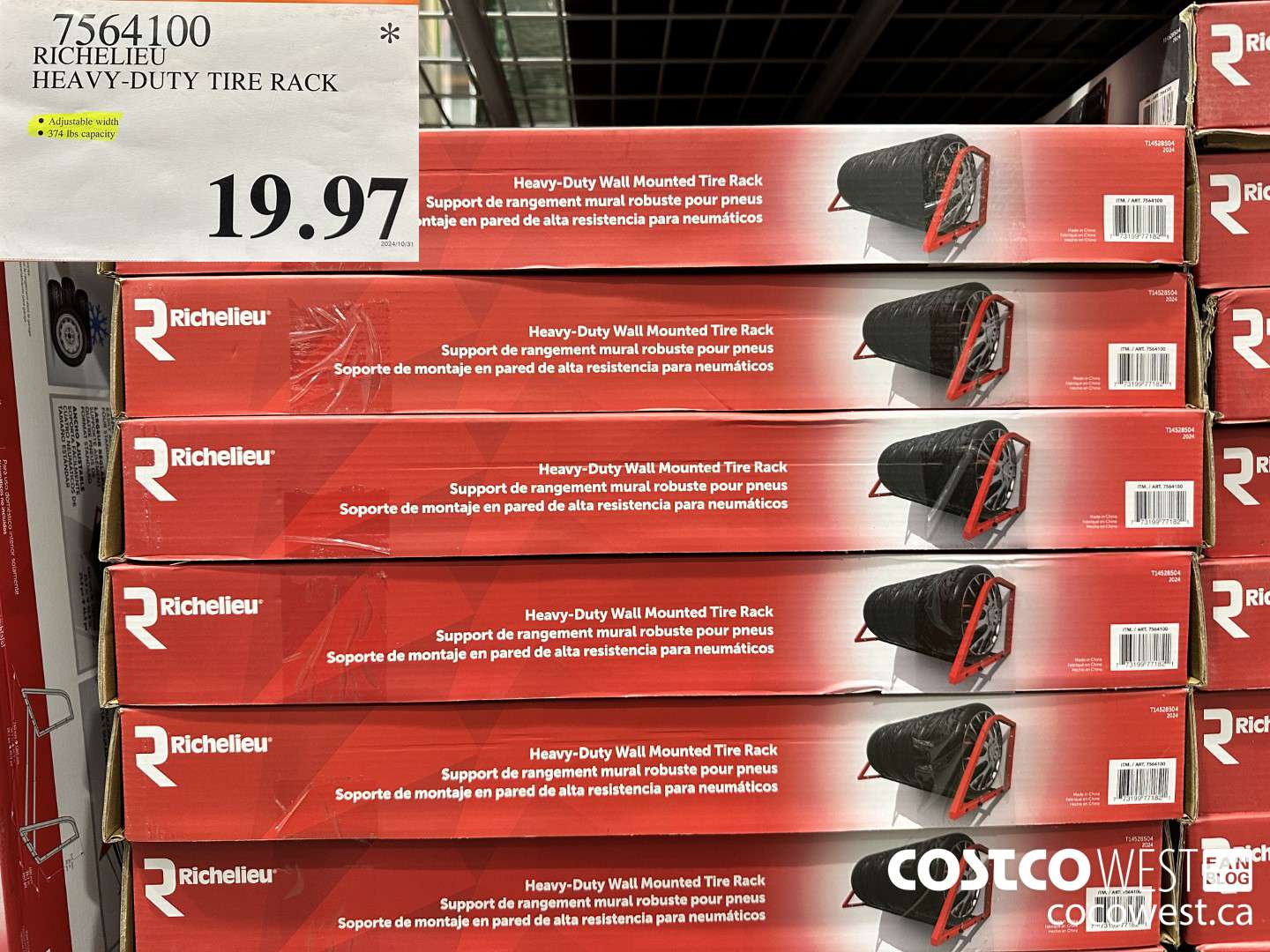 7564100 RICHELIEU HEAVY-DUTY TIRE RACK $19.97