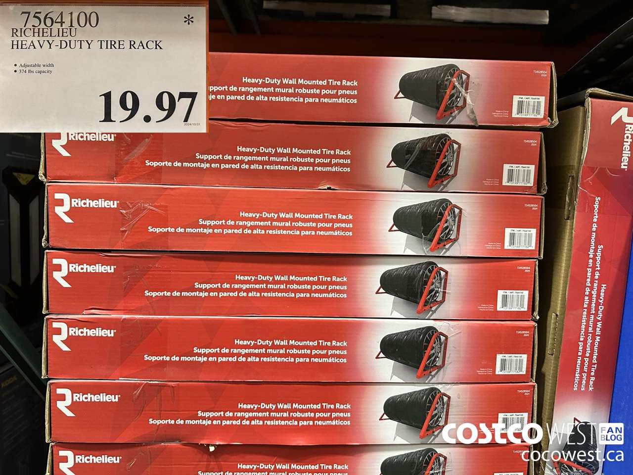 7564100 RICHELIEU HEAVY-DUTY TIRE RACK $19.97