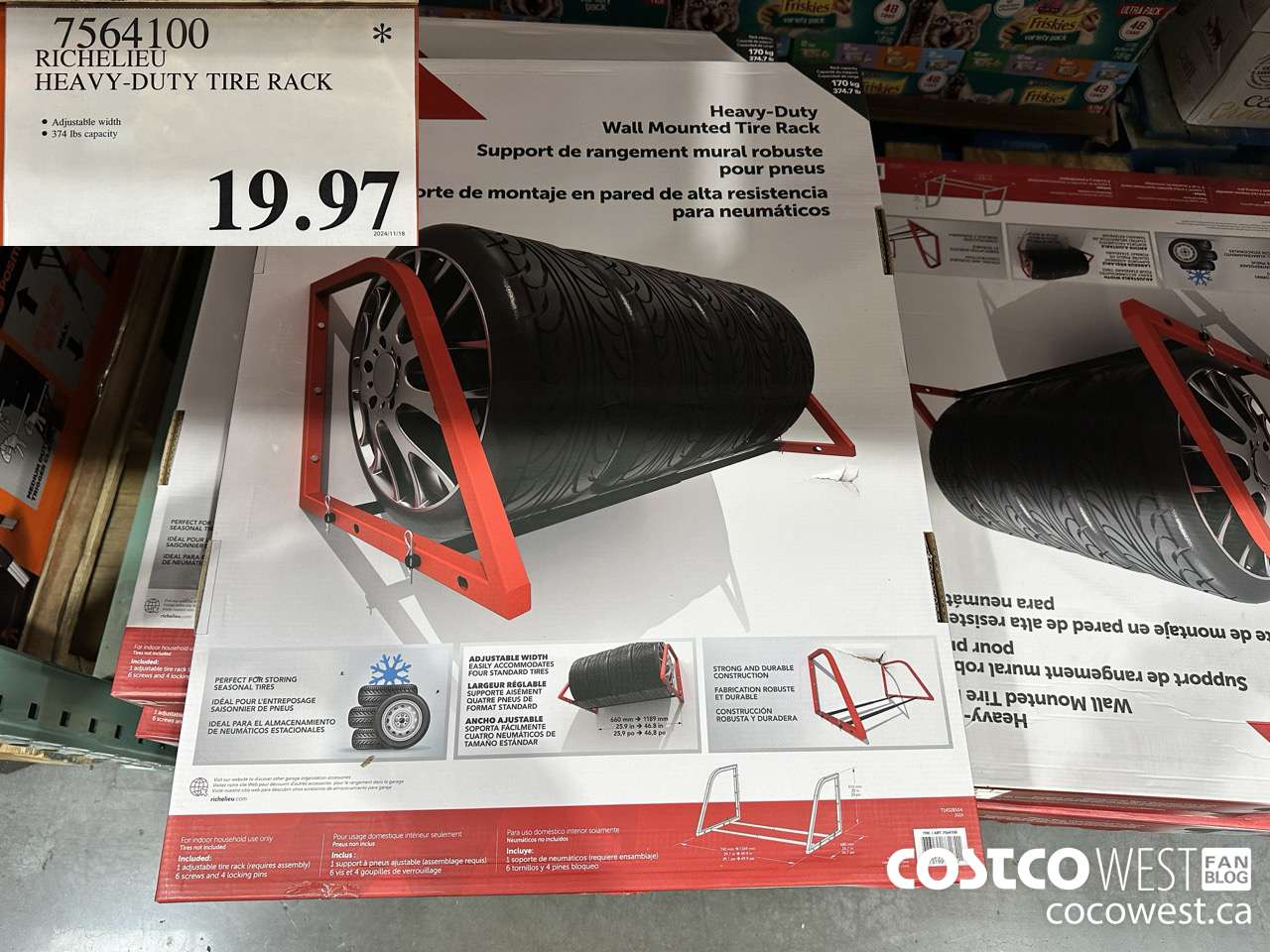 7564100 RICHELIEU HEAVY-DUTY TIRE RACK $19.97