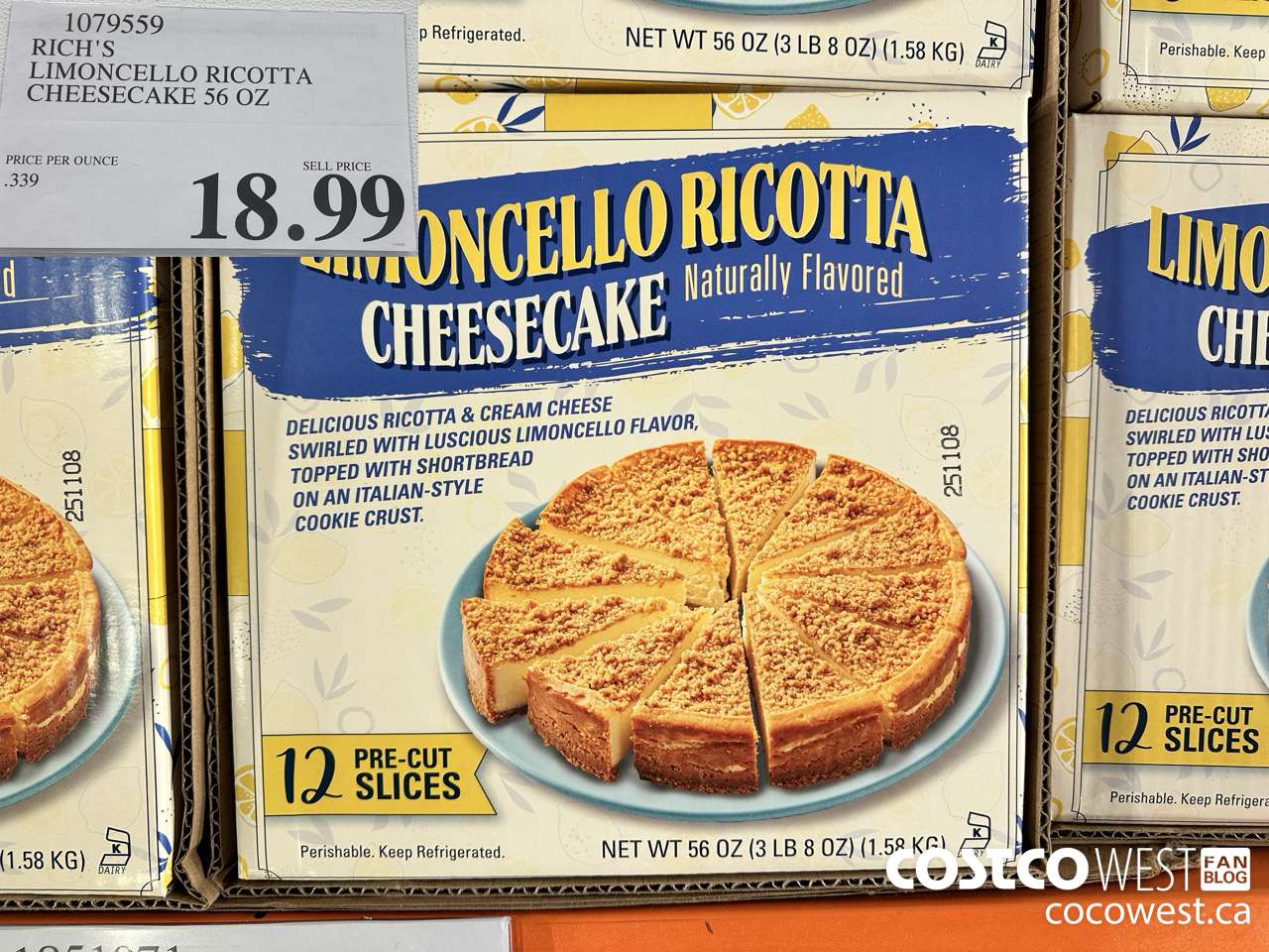 1079559 RICH'S LIMONCELLO RICOTTA CHEESECAKE 56OZ $18.99
