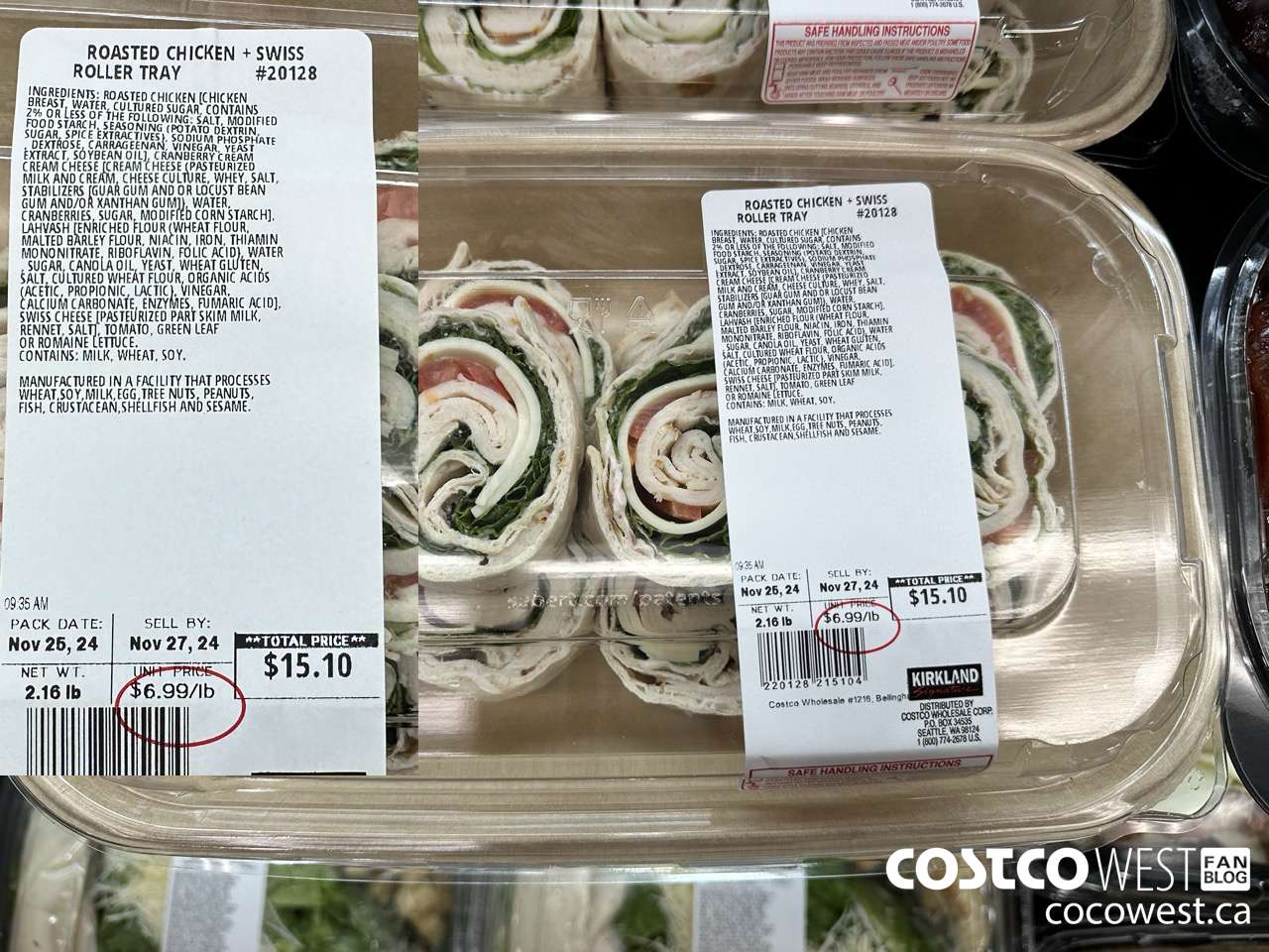 20128 ROASTED CHICKEN + SWISS ROLLER TRAY PER LB $6.99