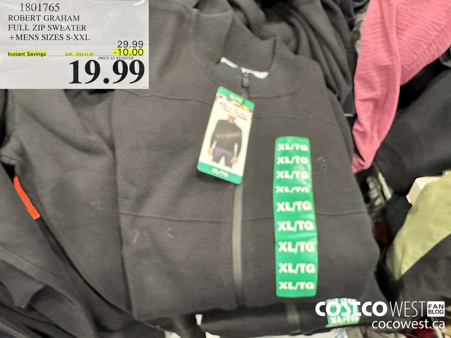 1801765 ROBERT GRAHAM FULL ZIP SWEATER MENS SIZES S-XXL ($10.00 INSTANT SAVINGS EXPIRES ON 2024-11-10) $19.99