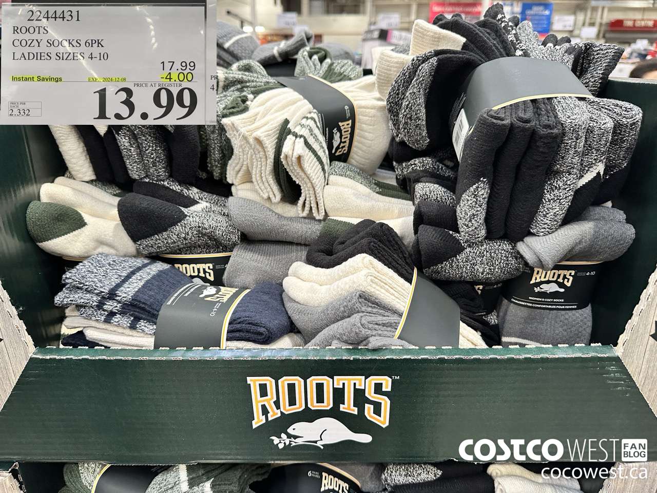 2244431 ROOTS COZY SOCKS 6PK LADIES SIZES 4-10 ($4.00 INSTANT SAVINGS EXPIRES ON 2024-12-08) $13.99