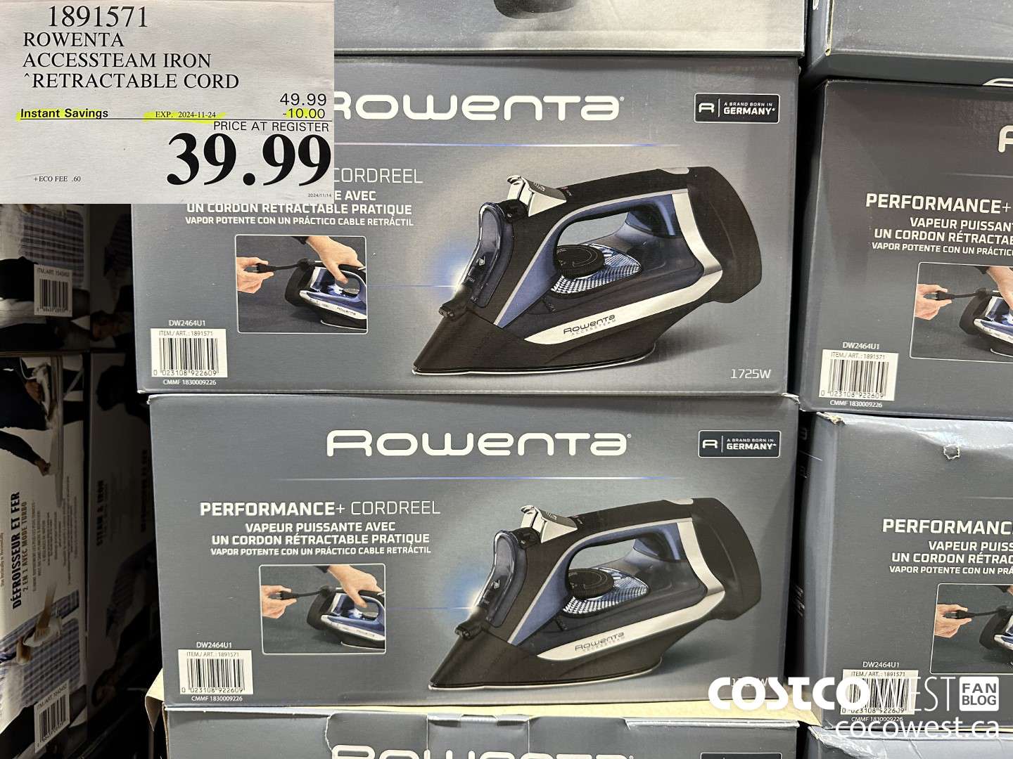 1891571 ROWENTA ACCESSTEAM IRON WITH RETRACTABLE CORD ($10.00 INSTANT SAVINGS EXPIRES ON 2024-11-24) $39.99