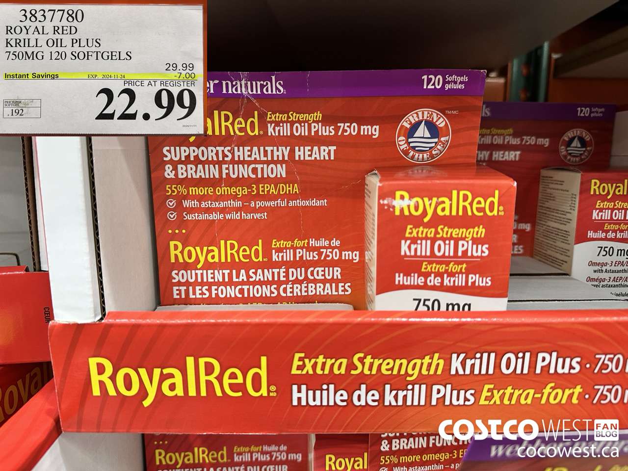 3837780 ROYAL RED KRILL OIL PLUS 750MG 120 SOFTGELS ($7.00 INSTANT SAVINGS EXPIRES ON 2024-11-24) $22.99