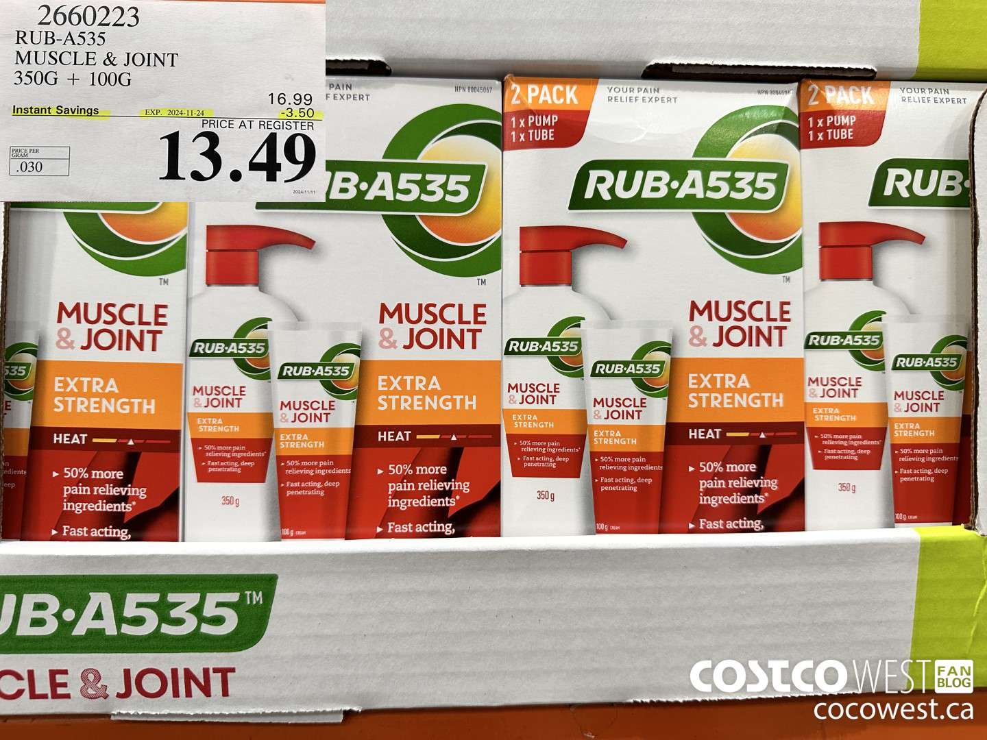 2660223 RUB-A535 MUSCLE & JOINT 350G + 100G ($3.50 INSTANT SAVINGS EXPIRES ON 2024-11-24) $13.49