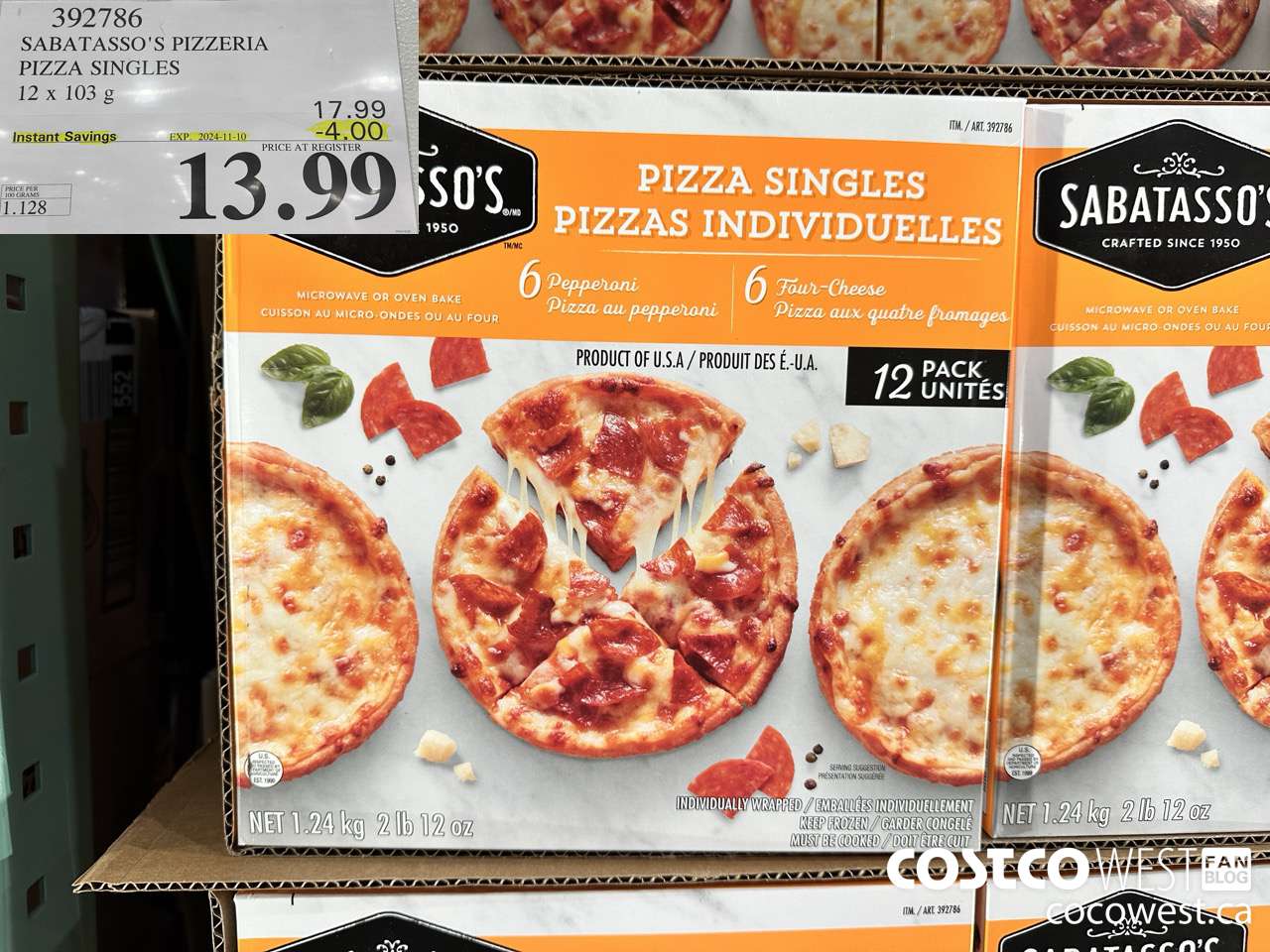 392786 SABATASSO'S PIZZERIA PIZZA SINGLES 12 X 103g ($4.00 INSTANT SAVINGS EXPIRES ON 2024-11-10) $13.99