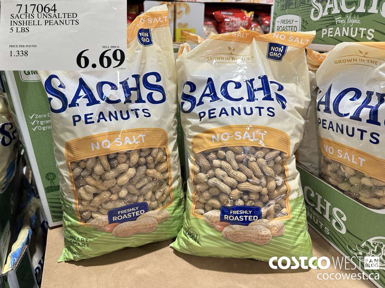 717064 SACHS UNSALTED INSHELL PEANUTS 5 LBS $6.69