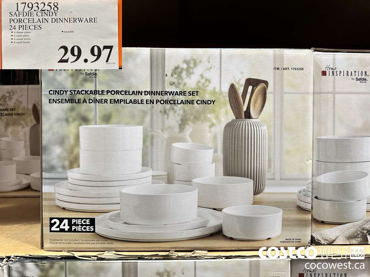1793258 SAFDIE CINDY PORCELAIN DINNERWARE 24 PIECES $29.97