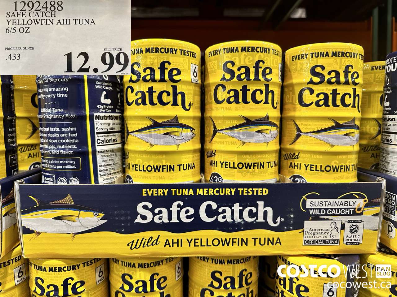 1292488 SAFE CATCH YELLOWFIN AHI TUNA 6/5 OZ $12.99