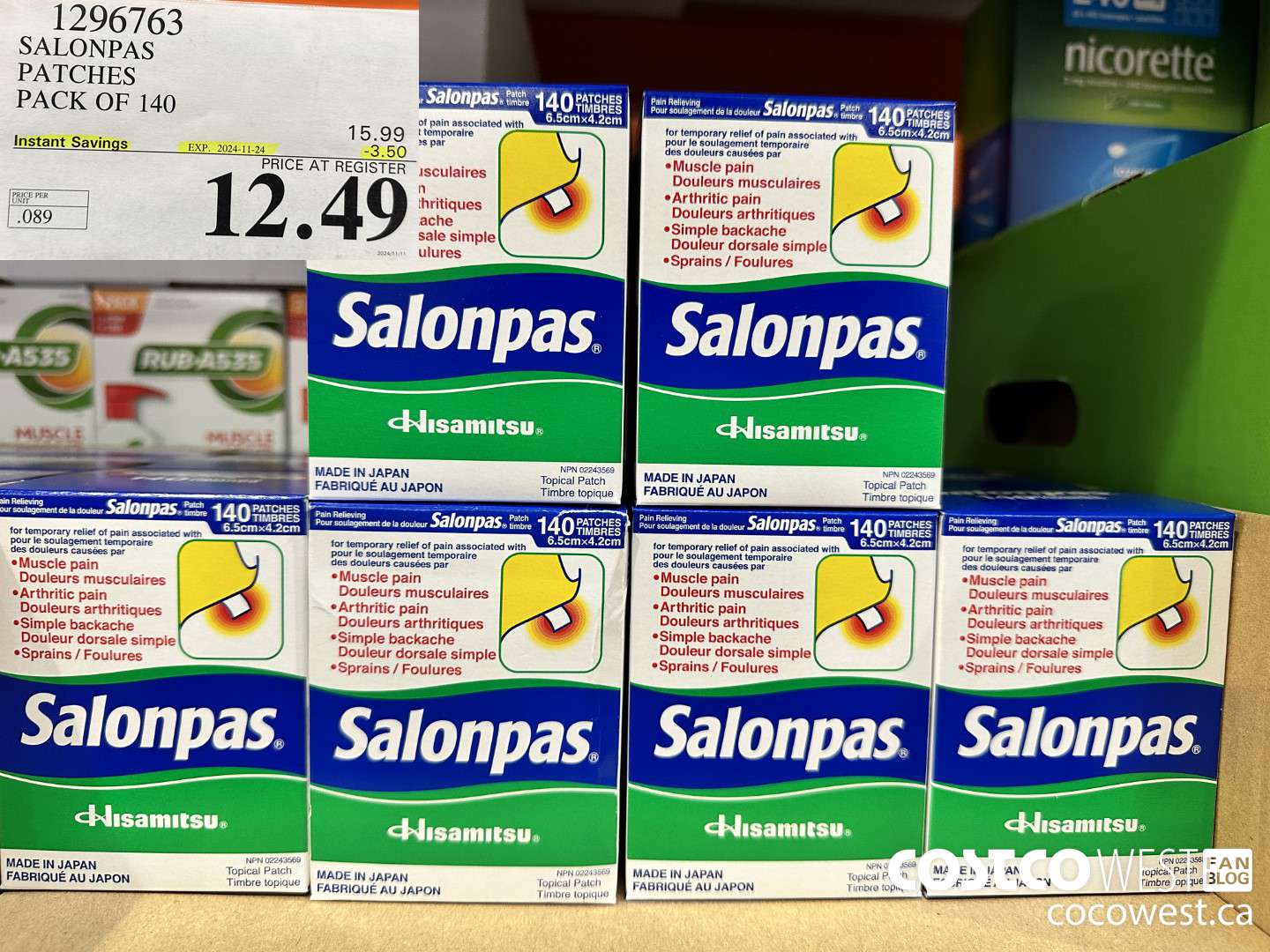 1296763 SALONPAS PATCHES PACK OF 140 ($3.50 INSTANT SAVINGS EXPIRES ON 2024-11-24) $12.49