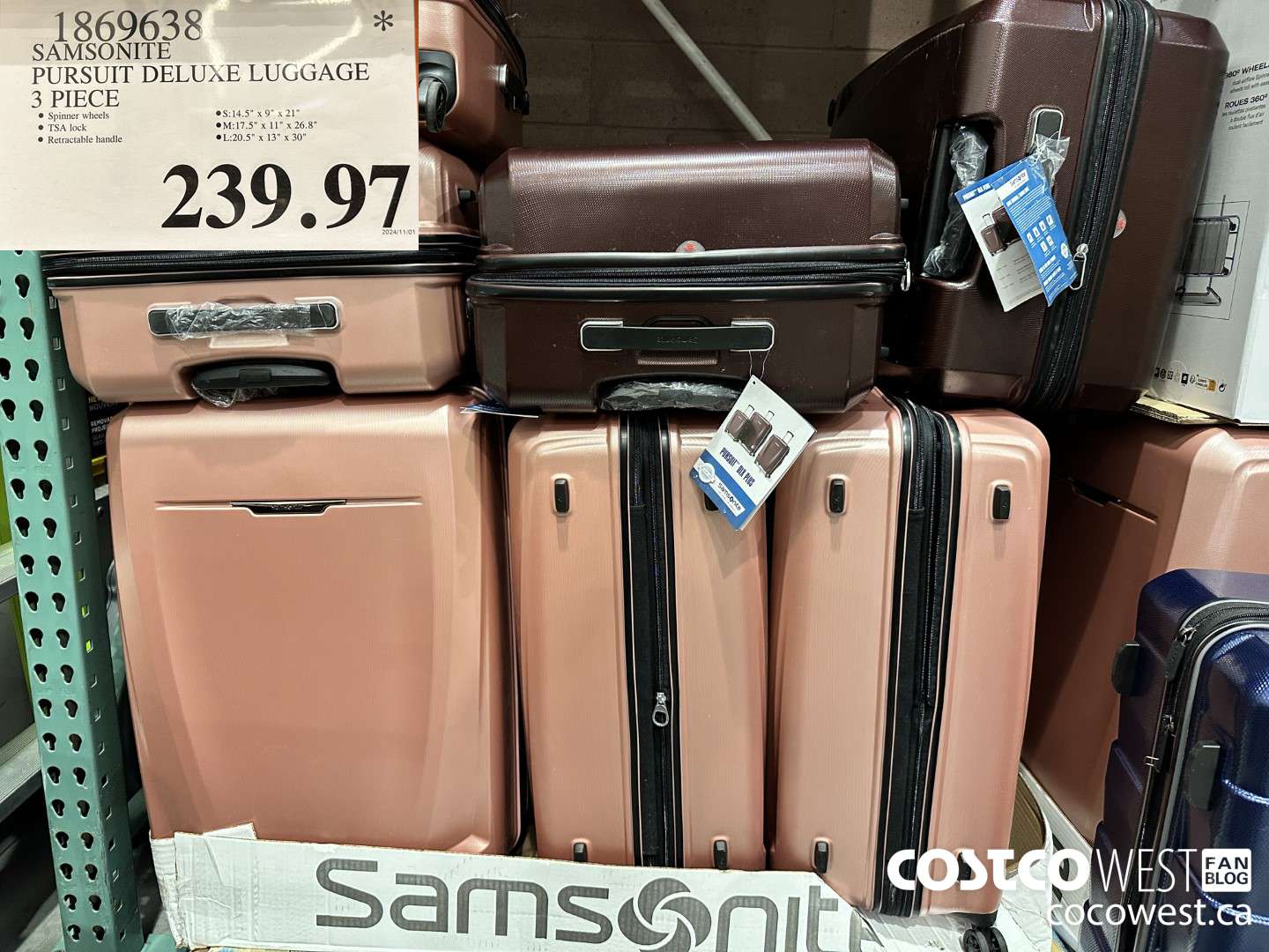 1869638 SAMSONITE PURSUIT DELUXE LUGGAGE 3 PIECE $239.97