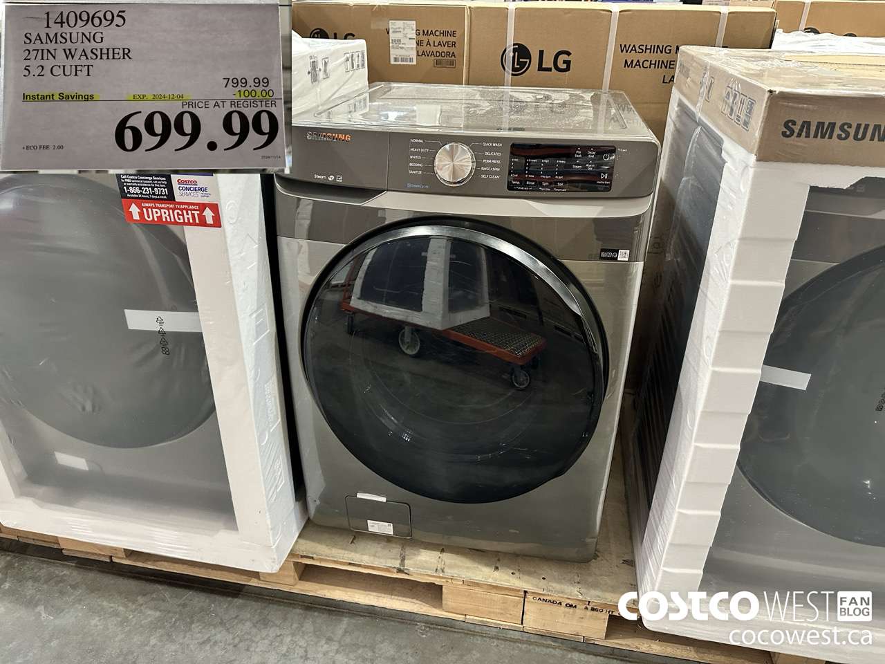 1409695 SAMSUNG 27IN WASHER 5.2 CUFT ($100.00 INSTANT SAVINGS EXPIRES ON 2024-12-04) $699.99