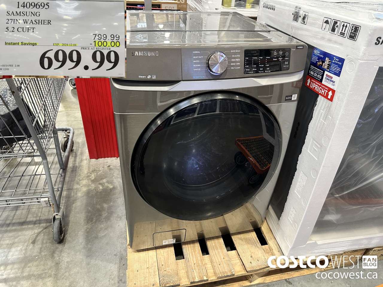 1409695 SAMSUNG 27IN WASHER 5.2 CUFT ($100.00 INSTANT SAVINGS EXPIRES ON 2024-12-04) $699.99