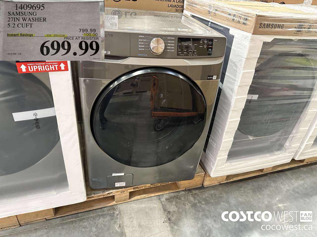 1409695 SAMSUNG 27IN WASHER 5.2 CUFT ($100.00 INSTANT SAVINGS EXPIRES ON 2024-12-04) $699.99