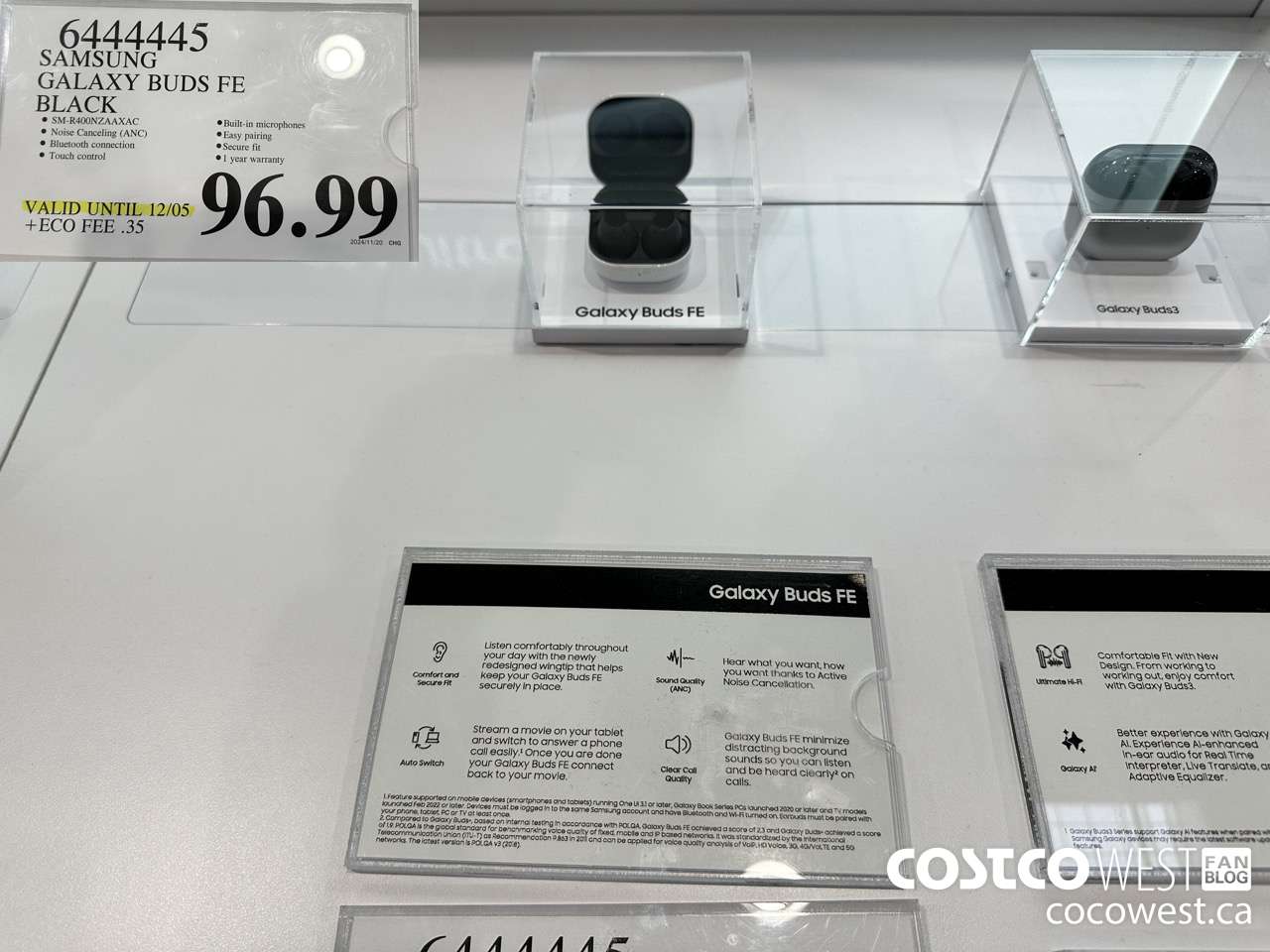 6444445 SAMSUNG GALAXY BUDS FE BLACK (EXPIRES ON 2024-12-05) $96.99