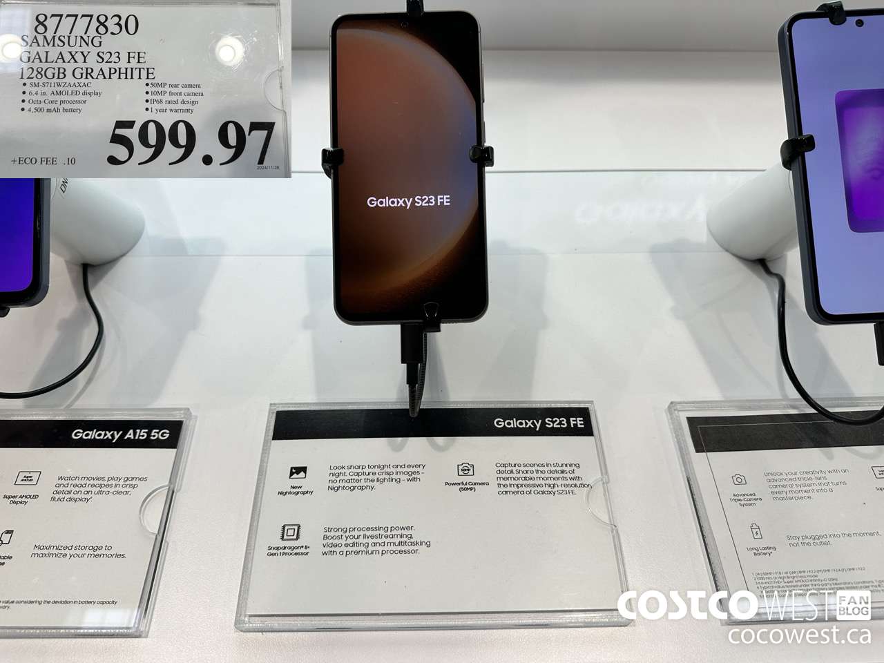 8777830 SAMSUNG GALAXY S23 FE 128GB GRAPHITE $599.97
