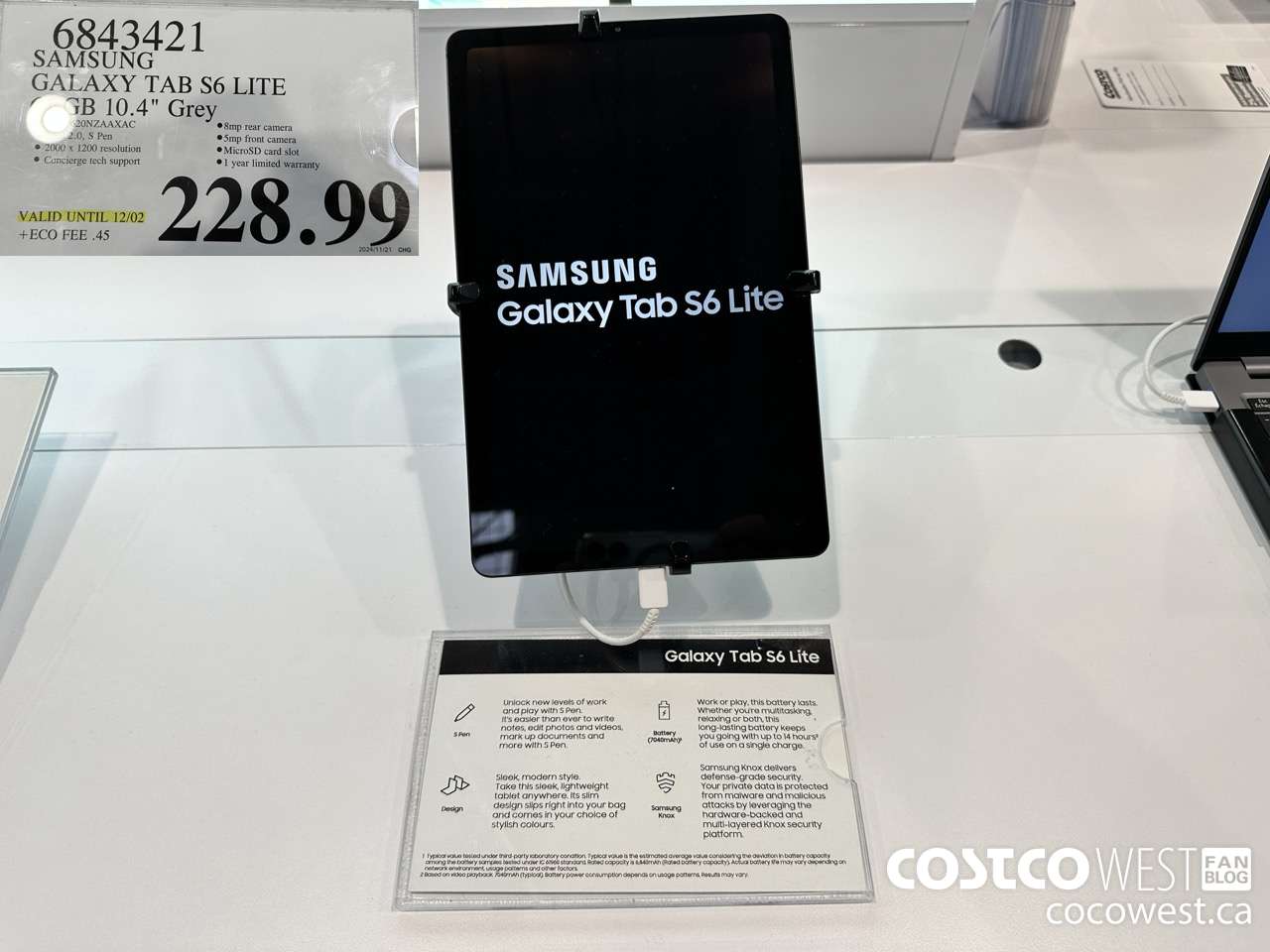 6843421 SAMSUNG GALAXY TAB S6 LITE 64GB GREY (EXPIRES ON 2024-12-02) $228.99