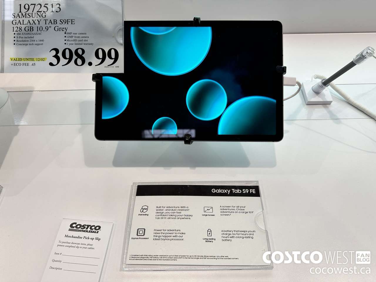 1972513 SAMSUNG GALAXY TAB S9FE 128GB, 10.9IN GREY (EXPIRES ON 2024-12-02) $398.99