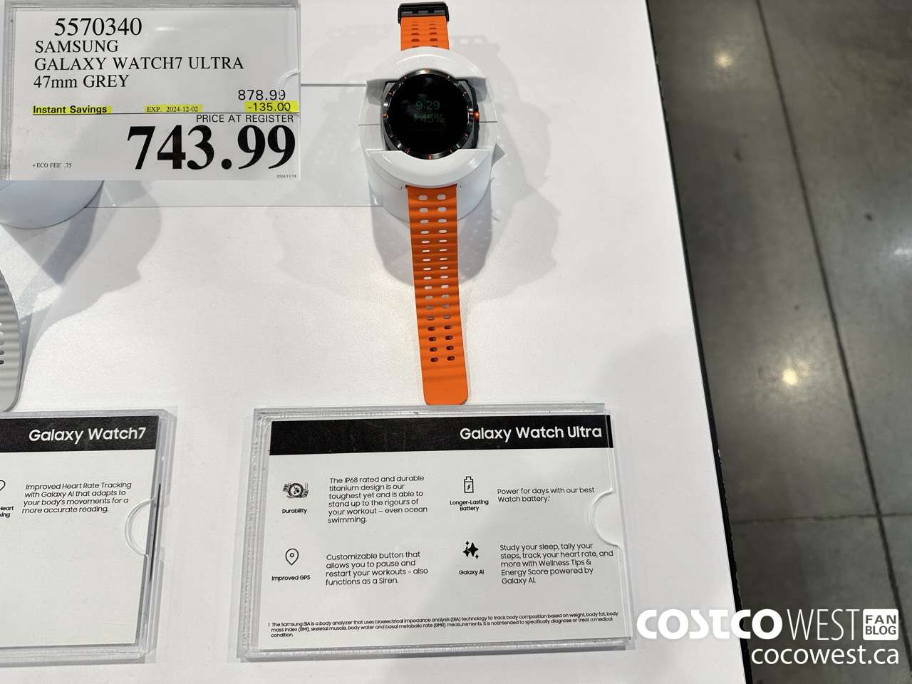 5570340 SAMSUNG GALAXY WATCH7 ULTRA 47MM GREY ($135.00 INSTANT SAVINGS EXPIRES ON 2024-12-02) $743.99