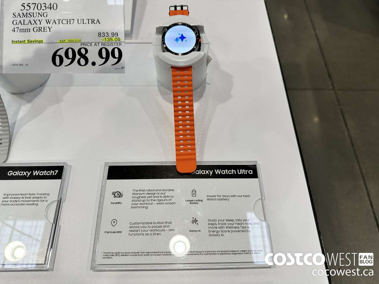 5570340 SAMSUNG GALAXY WATCH7 ULTRA 47MM GREY ($135.00 INSTANT SAVINGS EXPIRES ON 2024-12-02) $698.99
