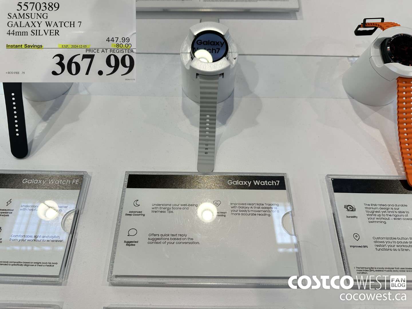5570389 SAMSUNG GALAXY WATCH 7 44MM SILVER ($80.00 INSTANT SAVINGS EXPIRES ON 2024-12-05) $367.99
