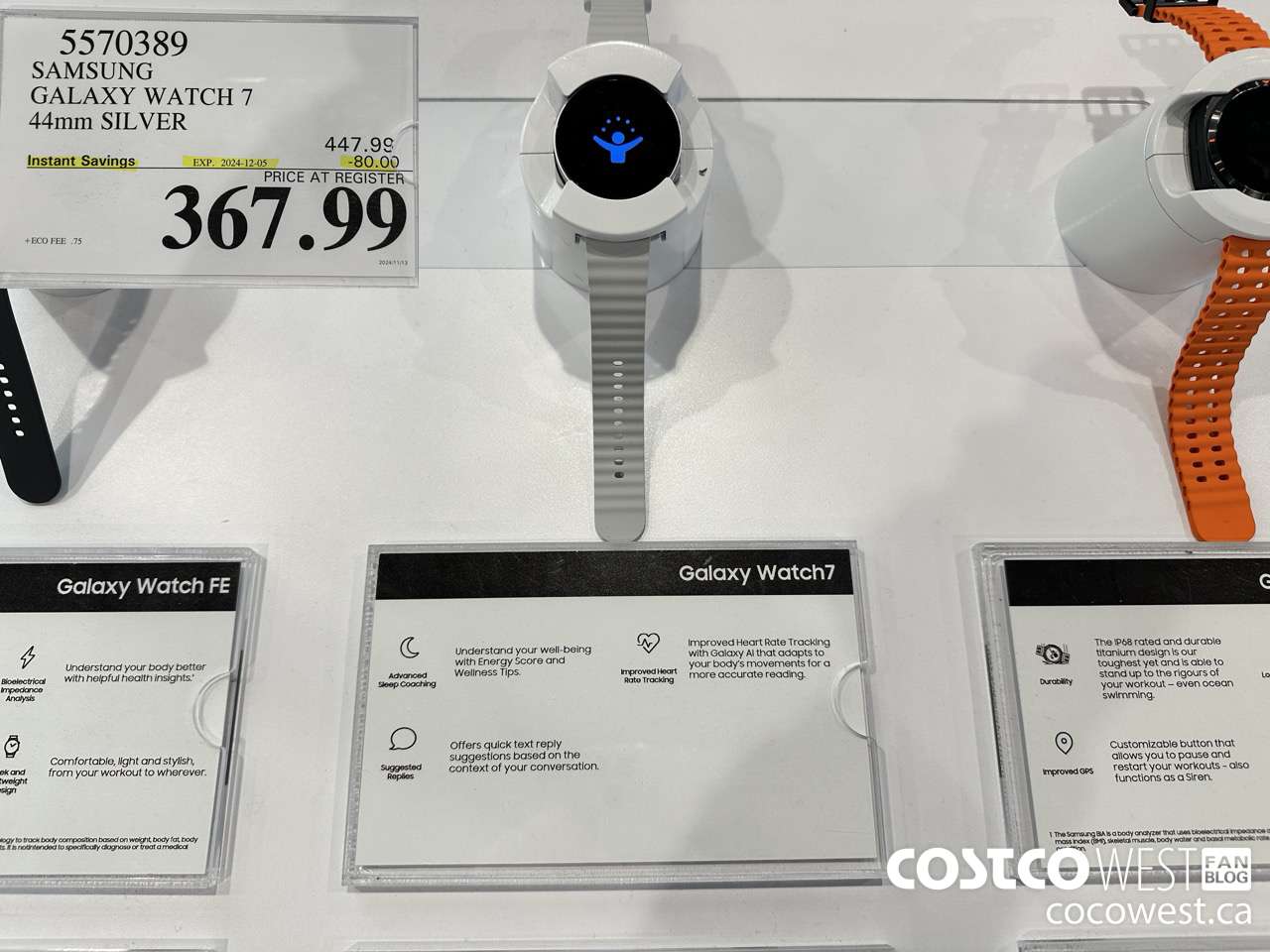 5570389 SAMSUNG GALAXY WATCH 7 44MM SILVER ($80.00 INSTANT SAVINGS EXPIRES ON 2024-12-05) $367.99