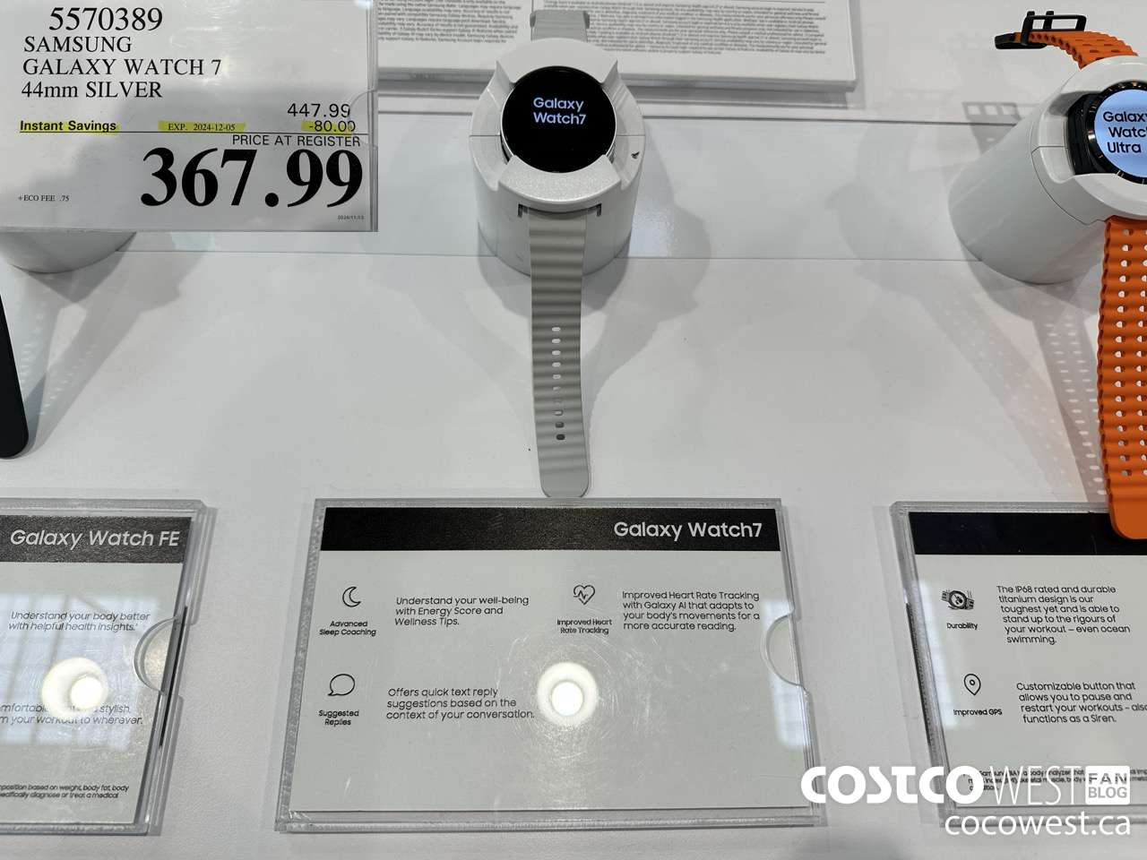 5570389 SAMSUNG GALAXY WATCH 7 44MM SILVER ($80.00 INSTANT SAVINGS EXPIRES ON 2024-12-05) $367.99