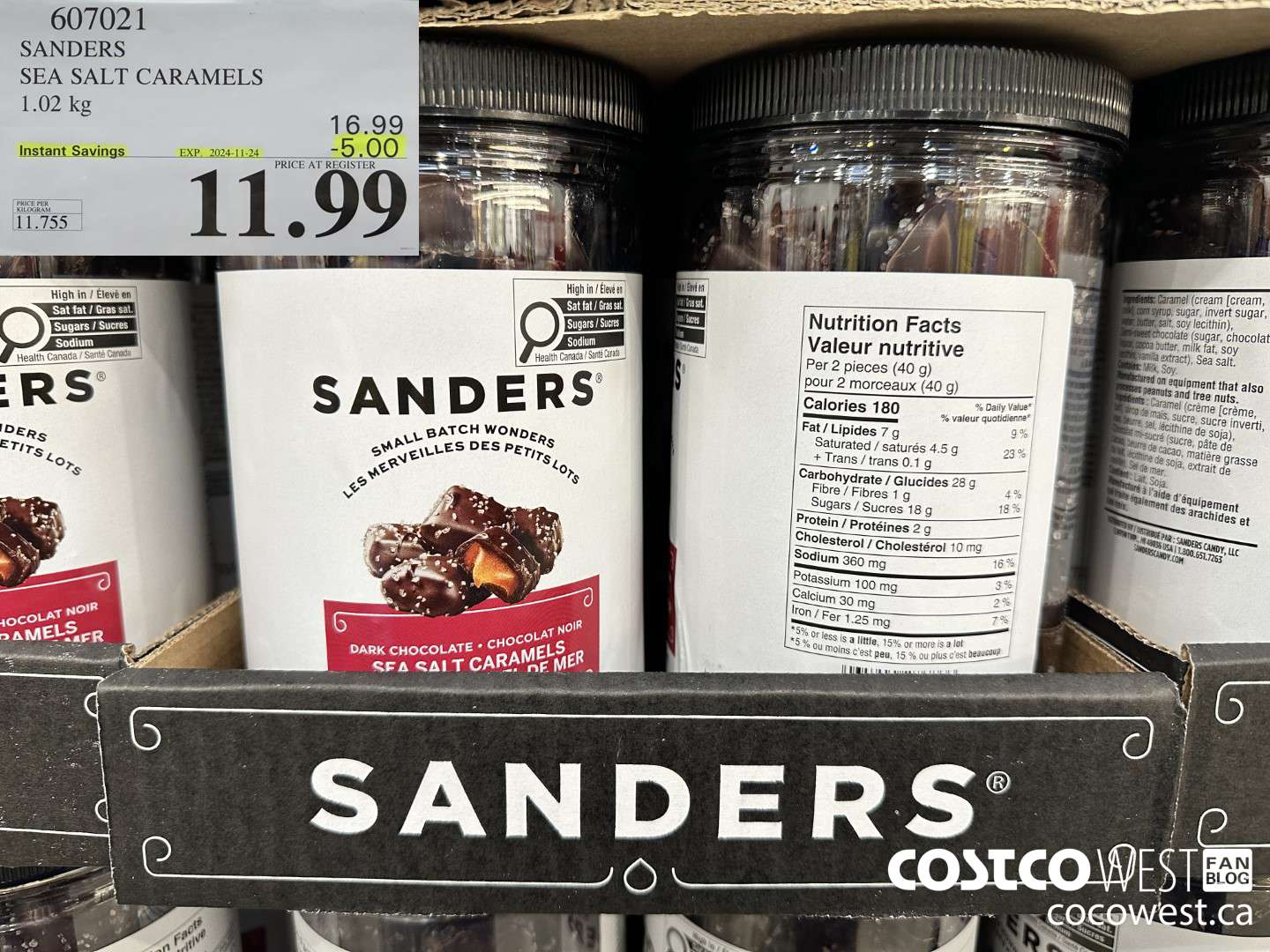 607021 SANDERS SEA SALT CARAMELS 36 OZ ($5.00 INSTANT SAVINGS EXPIRES ON 2024-11-24) $11.99