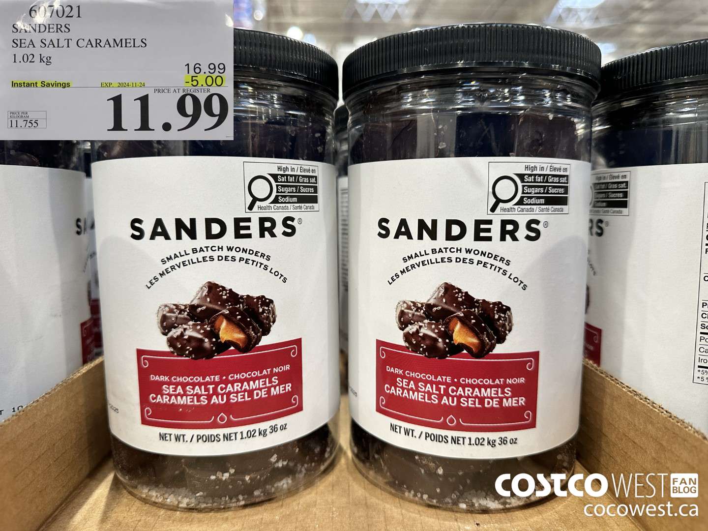 607021 SANDERS SEA SALT CARAMELS 36 OZ ($5.00 INSTANT SAVINGS EXPIRES ON 2024-11-24) $11.99