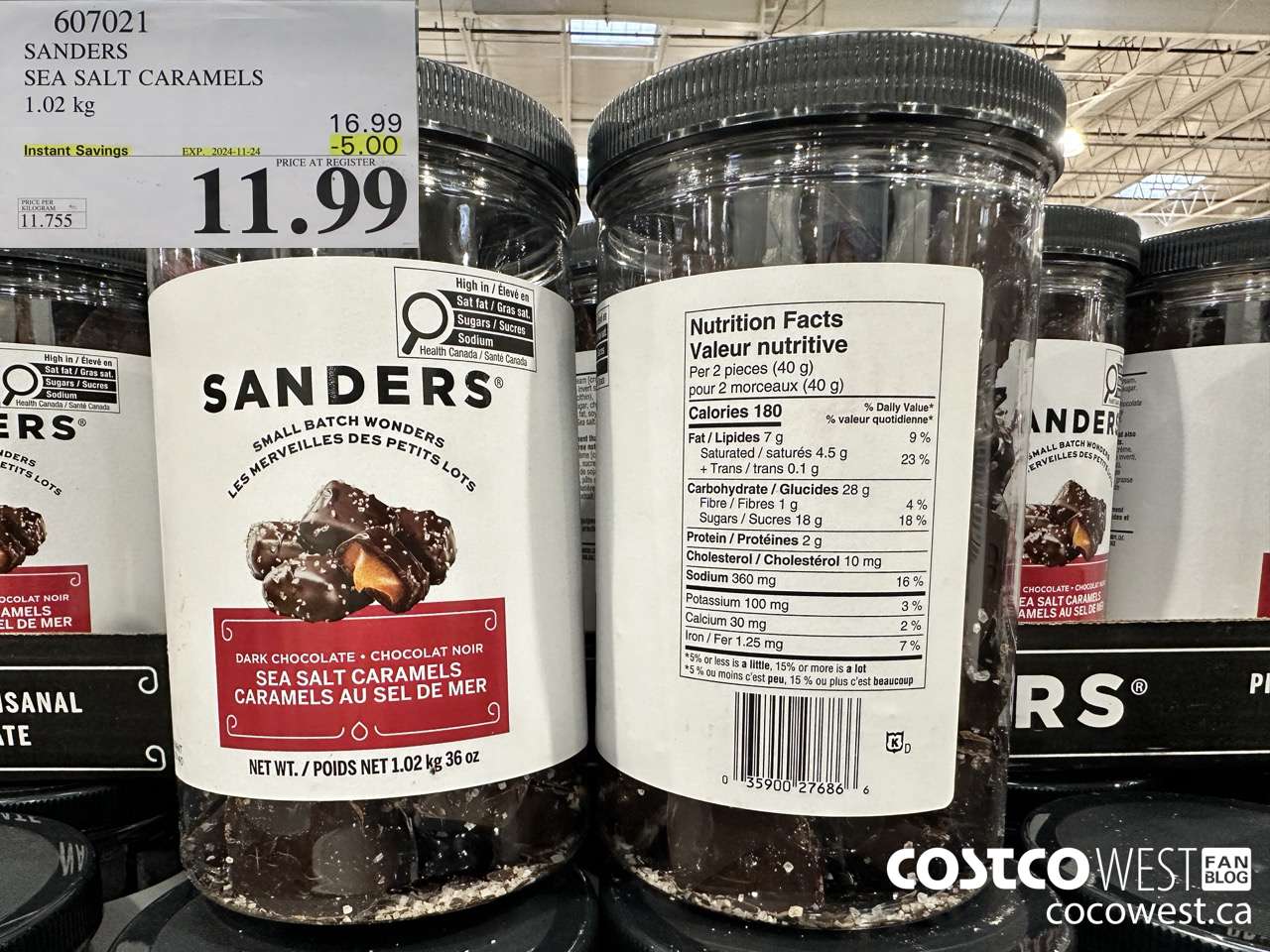 607021 SANDERS SEA SALT CARAMELS 36 OZ ($5.00 INSTANT SAVINGS EXPIRES ON 2024-11-24) $11.99