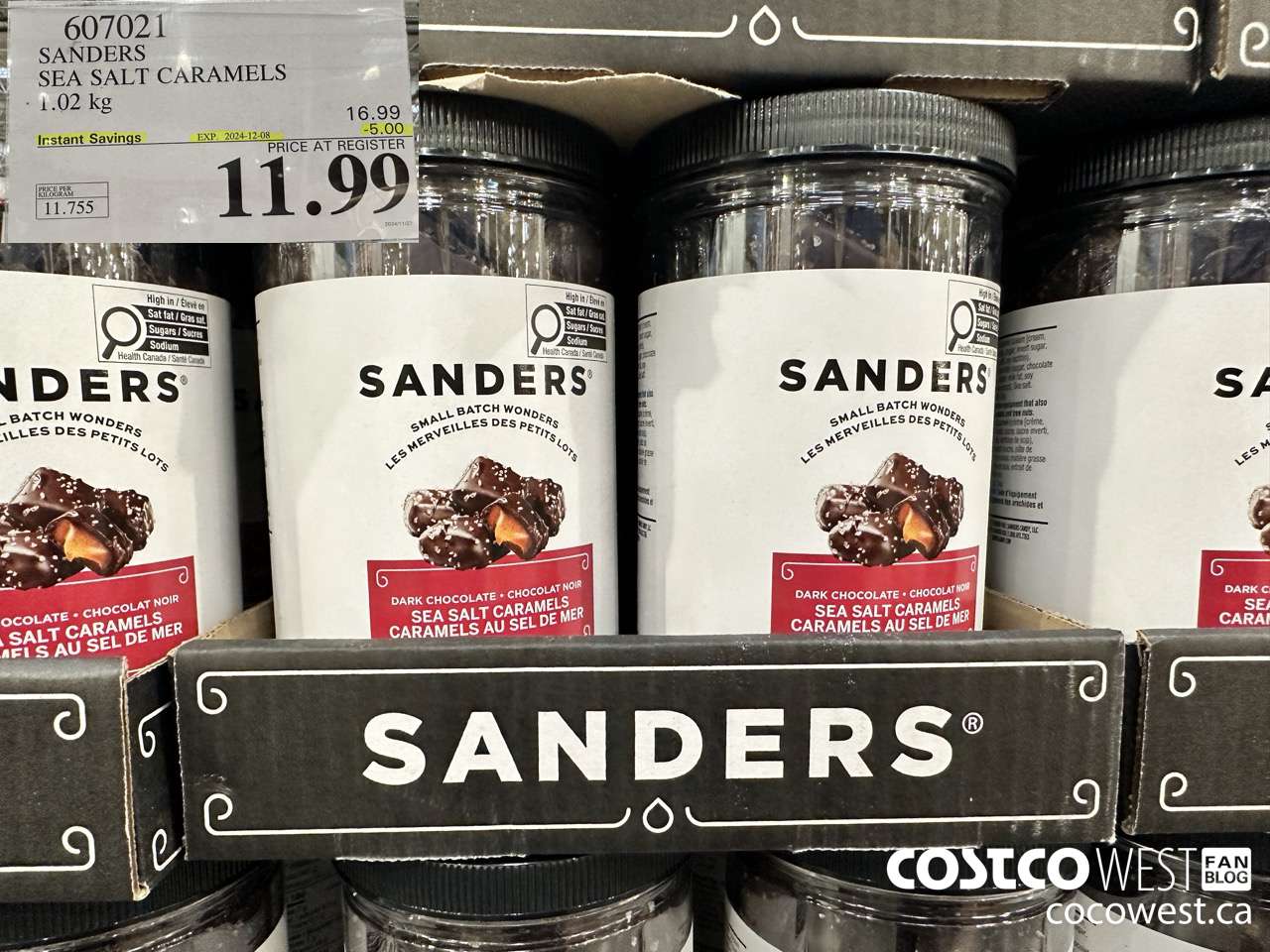 607021 SANDERS SEA SALT CARAMELS 36 OZ ($5.00 INSTANT SAVINGS EXPIRES ON 2024-12-08) $11.99