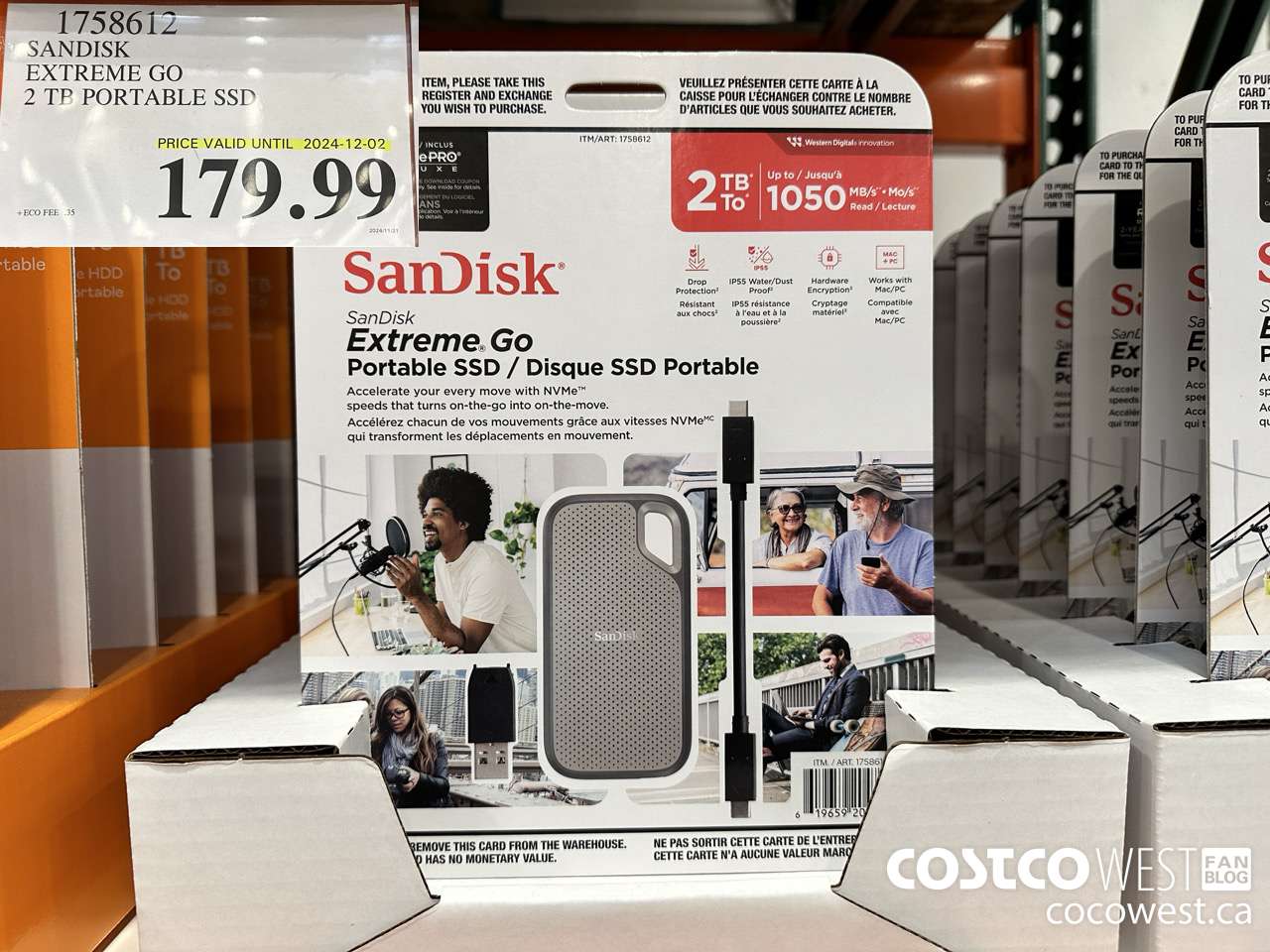 1758612 SANDISK EXTREME GO 2 TB PORTABLE SSD (EXPIRES ON 2024-12-02) $179.99