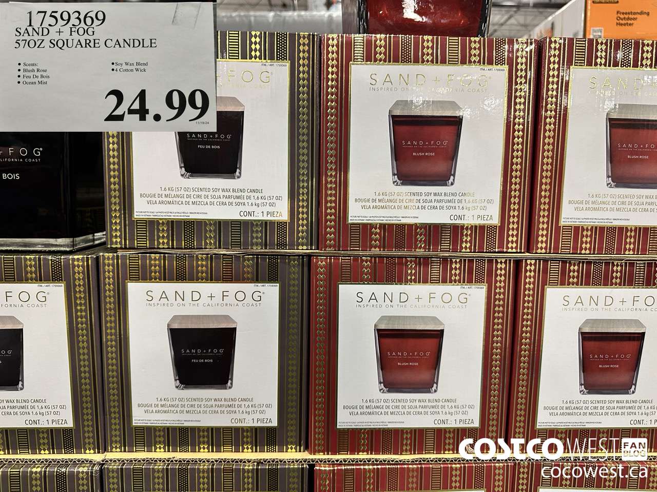 1759369 SAND + FOG 57OZ SQUARE CANDLE $24.99