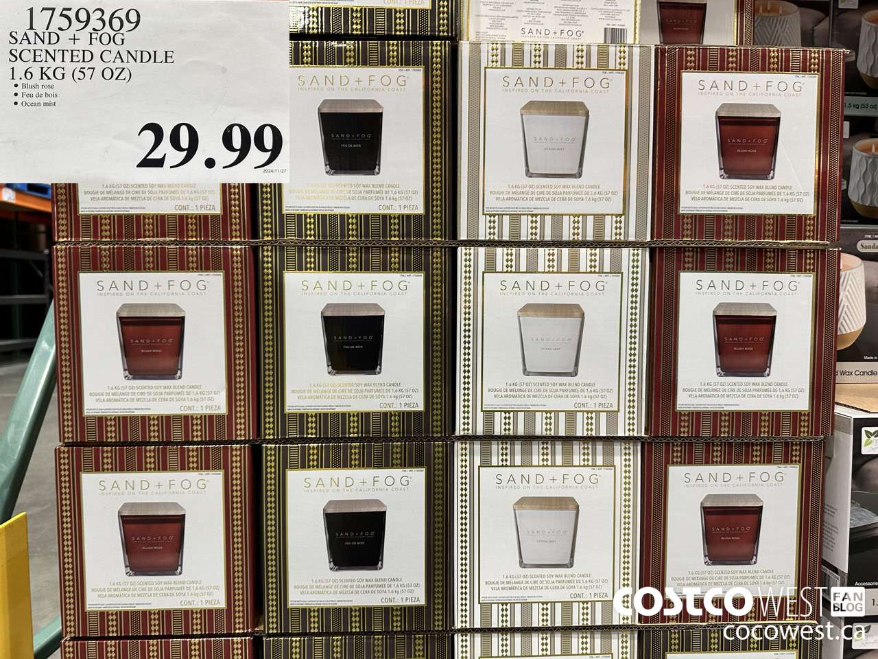 1759369 SAND + FOG SCENTED CANDLE 1.6 KG (57 OZ) $29.99