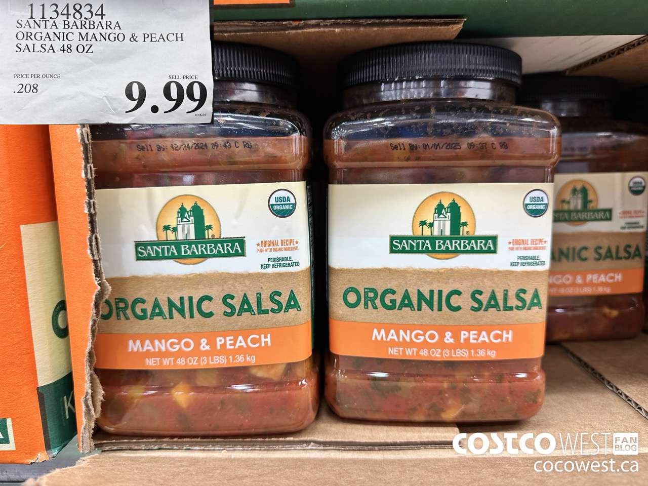 1134834 SANTA BARBARA ORGANIC MANGO & PEACH SALSA 48 OZ $9.99