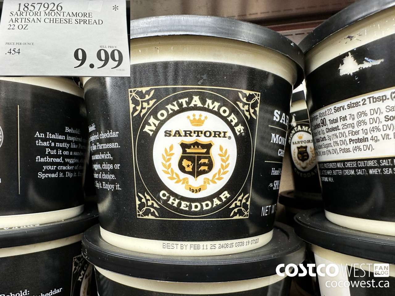 1857926 SARTORI MONTAMORE ARTISAN CHEESE SPREAD 22 OZ $9.99