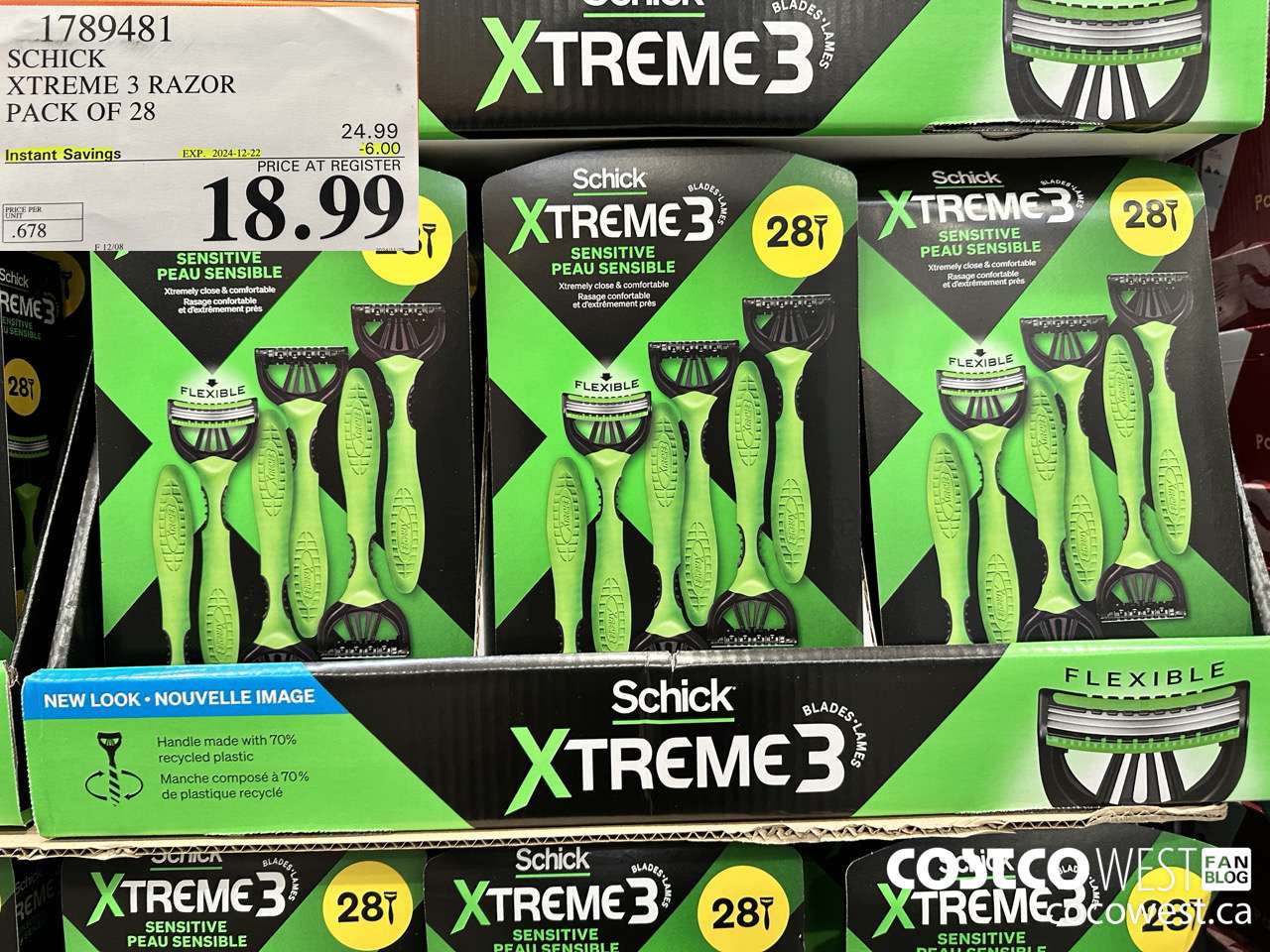 1789481 SCHICK XTREME 3 RAZOR PACK OF 28 ($6.00 INSTANT SAVINGS EXPIRES ON 2024-12-22) $18.99