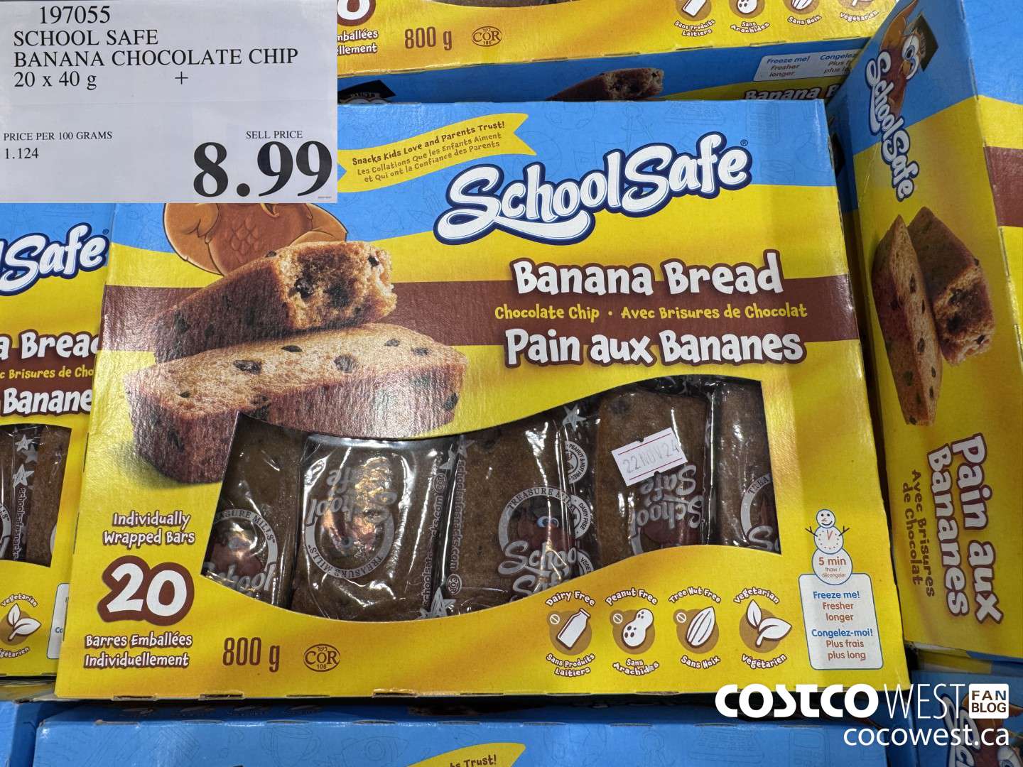197055 SCHOOL SAFE CHOCOLATE CHIP BANANA BREAD 20 X 40 G $8.99