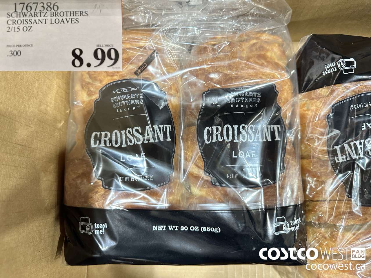1767386 SCHWARTZ BROTHERS CROISSANT LOAVES 2/15 OZ $8.99
