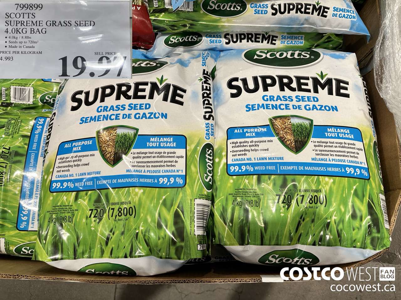 799899 SCOTTS SUPREME GRASS SEED 4.0 KG BAG $19.97