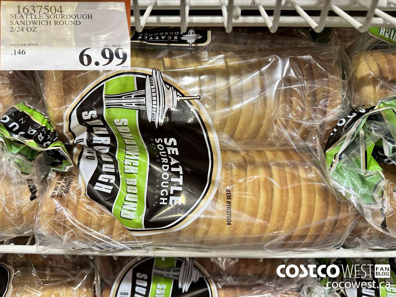 1637504 SEATTLE SOURDOUGH SANDWICH ROUND 2/24 OZ $6.99