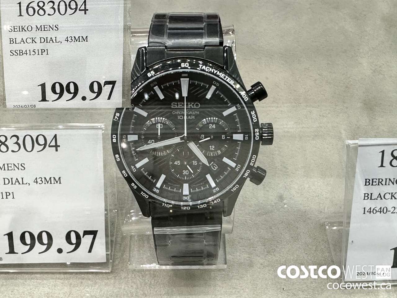 1683094 SEIKO MENS BLACK DIAL, 43MM SSB4151P1 $199.97